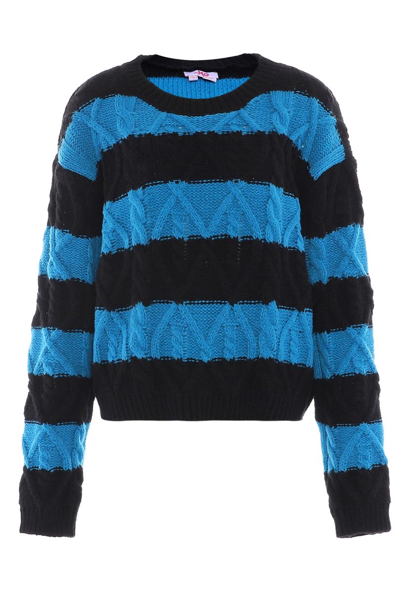Mymo Strickpullover Damen Schwarz Türkis