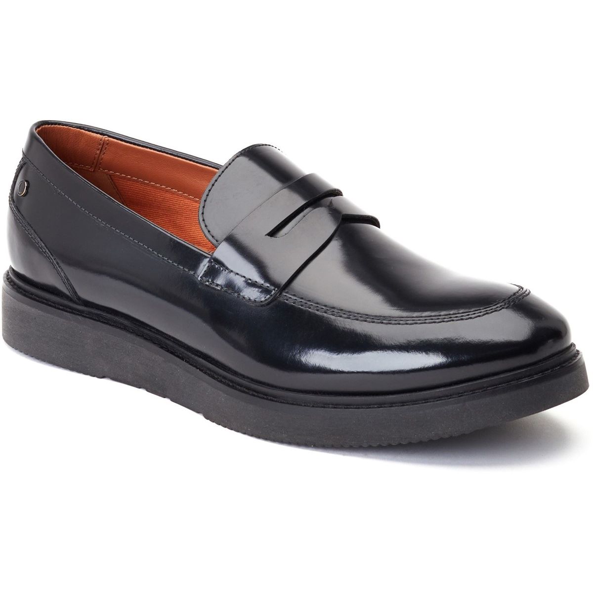Base London Sid Leder Herren schwarze Mokassins