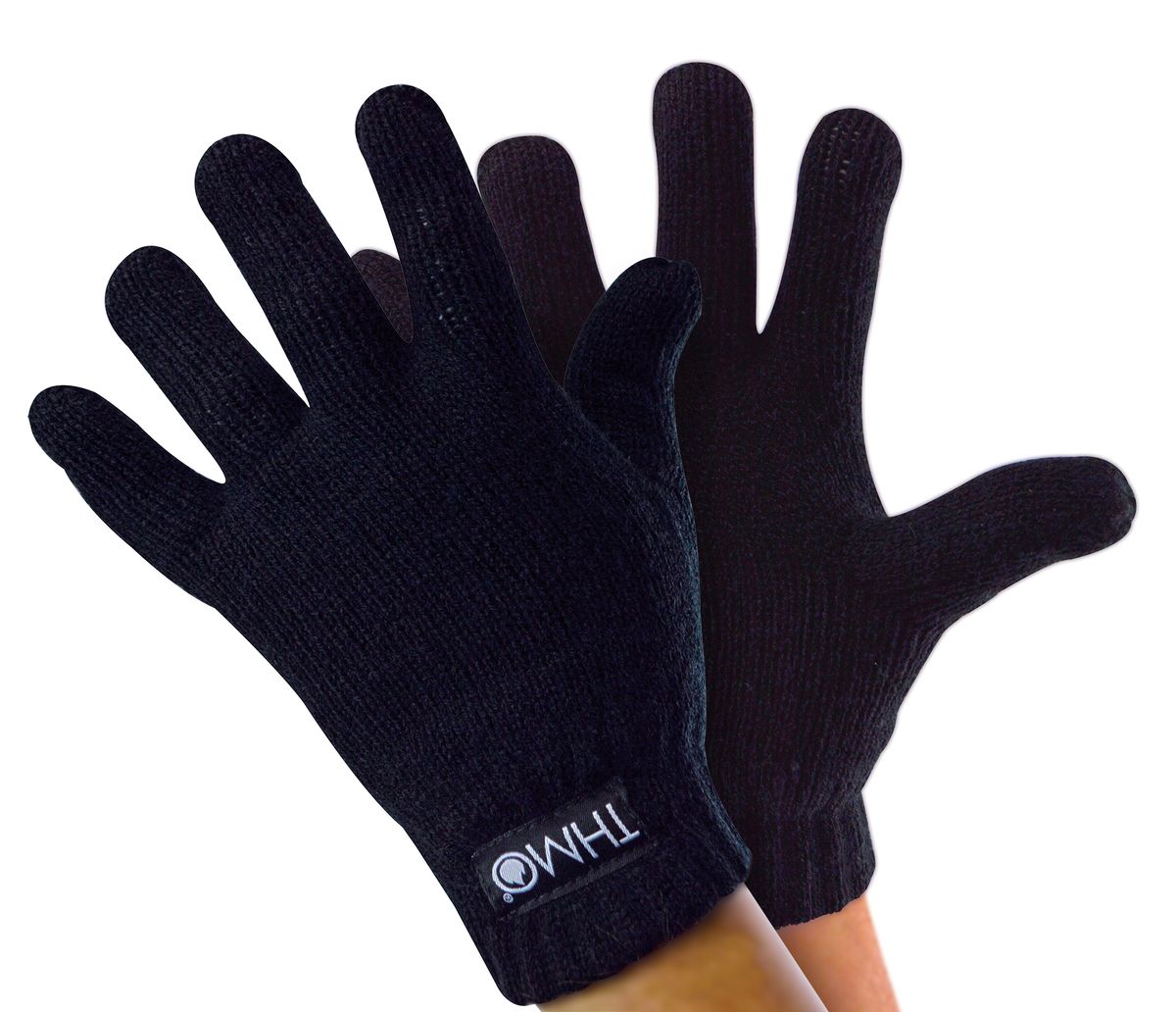 Thinsulate-Kinderhandschuhe für den Winter | THMO | Jungen & Mädchen gestrickte Thermo-Vollfingerhandschuhe für Kinder - Schwarz