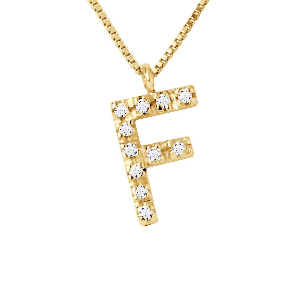 Halskette mit Diamant-Anfangsbuchstabe F