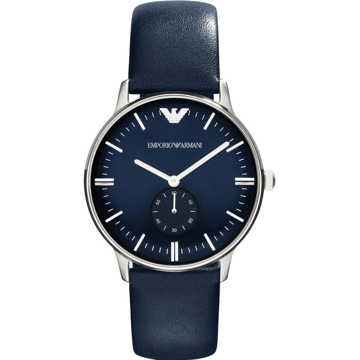 Klassische Uhr mit schwarzem Lederarmband