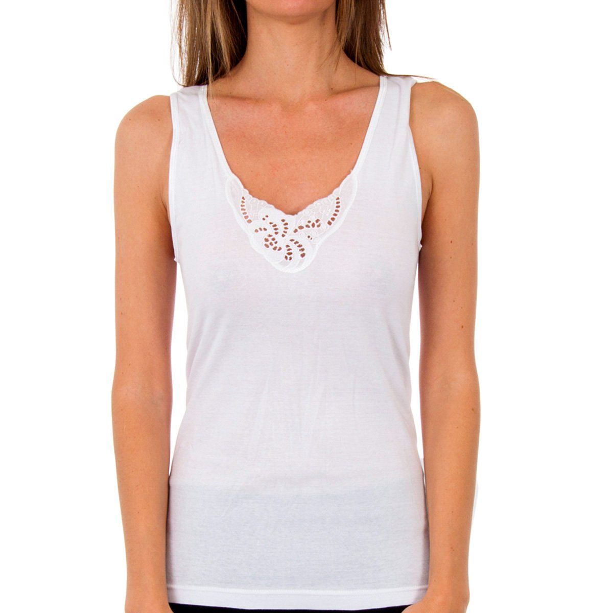Nahtloses Tanktop mit Spitzeneinsatz