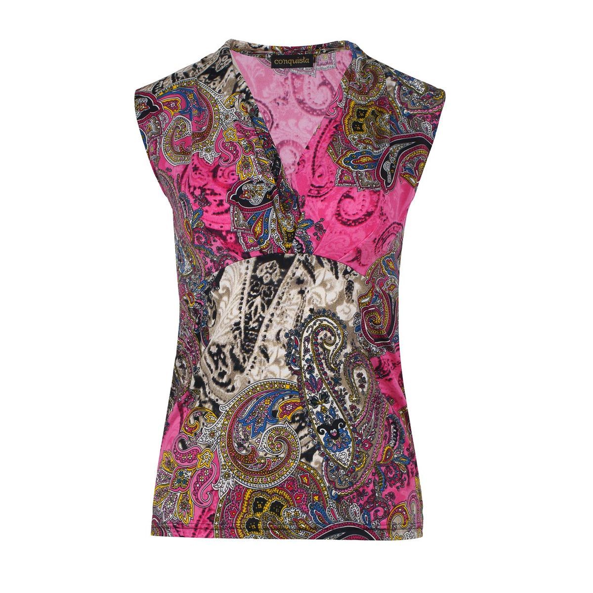 Ärmelloses Jersey-Top mit Paisley-Print
