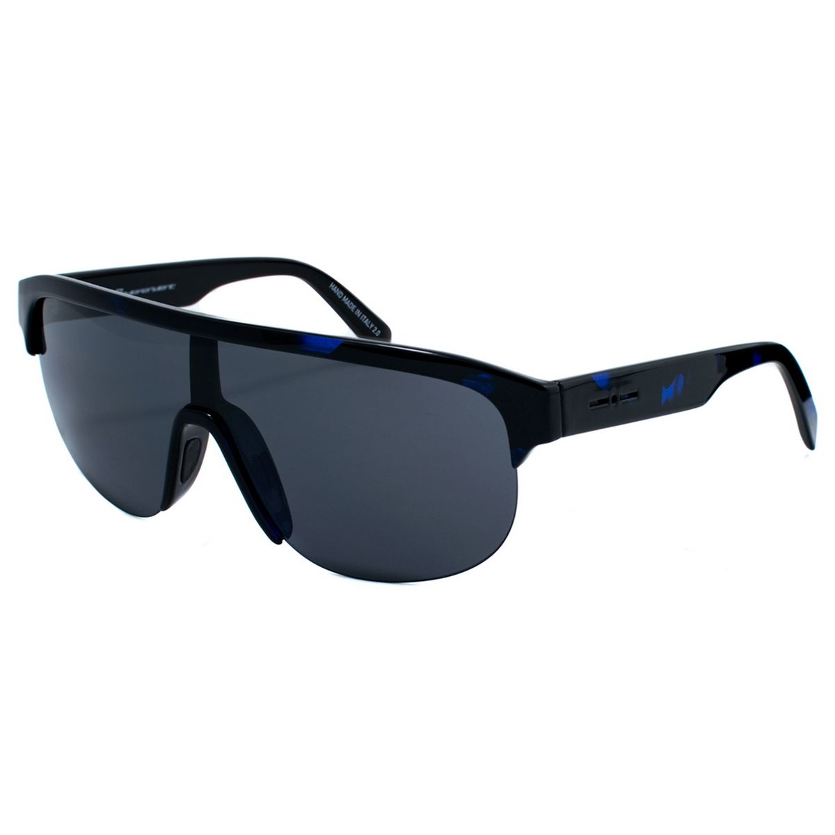 Übergroße Shield Sonnenbrille aus blauem Acetat