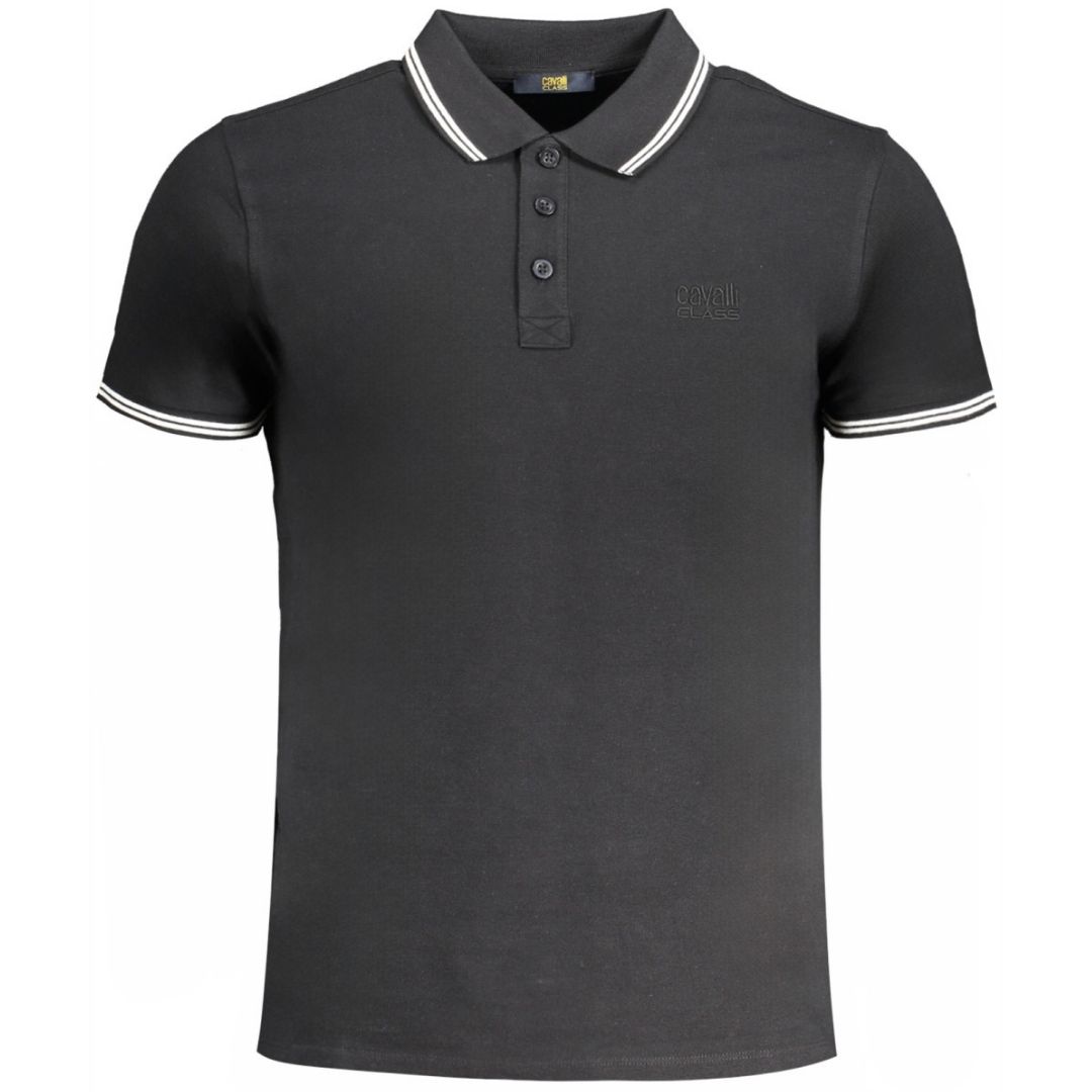 Klassisches Poloshirt mit gestreiftem Saum