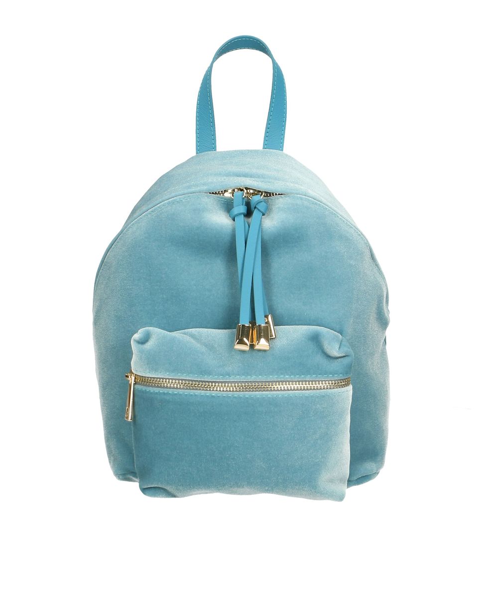 Mini-Rucksack aus Samt mit Reißverschlusstasche