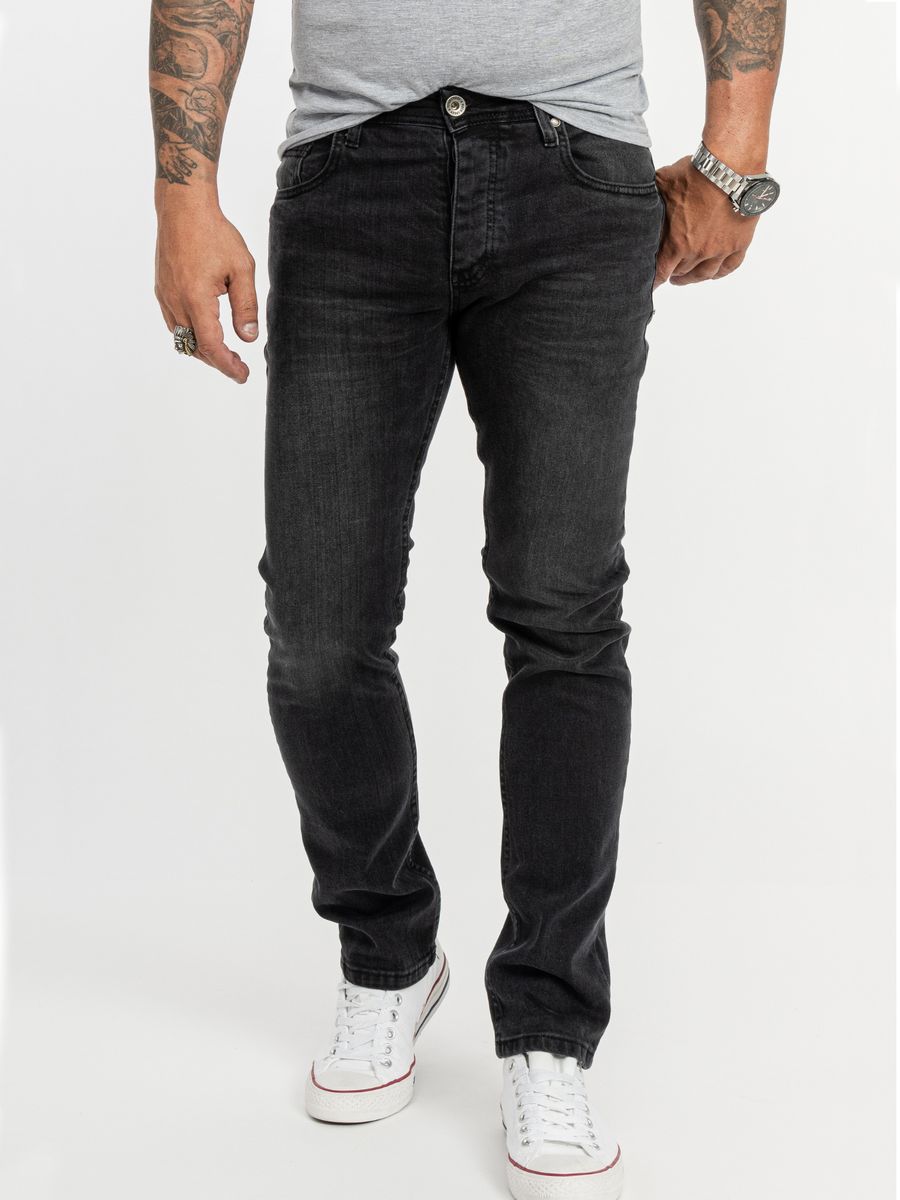 Herren Slim Fit Schwarze Jeans