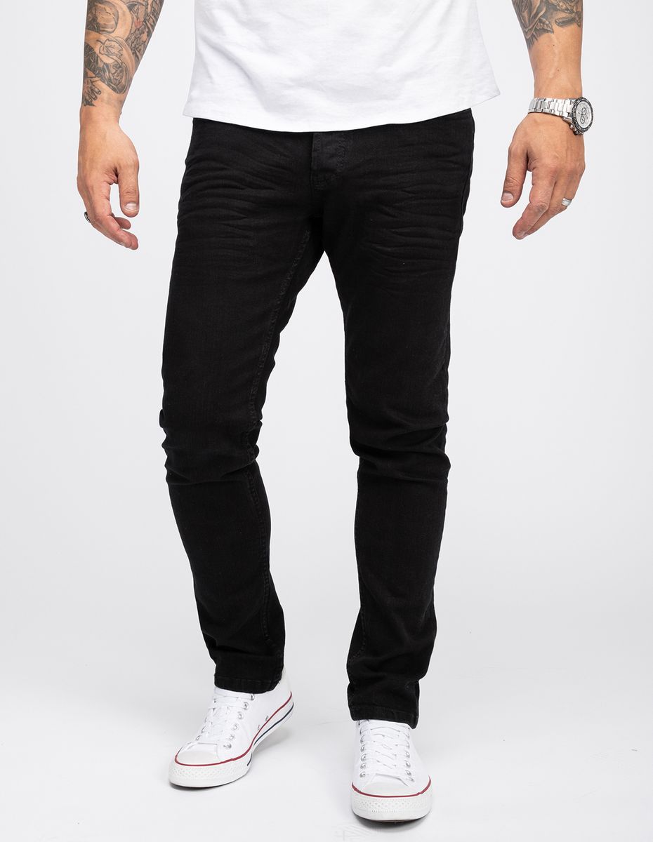 Herren Slim Fit Schwarze Jeans