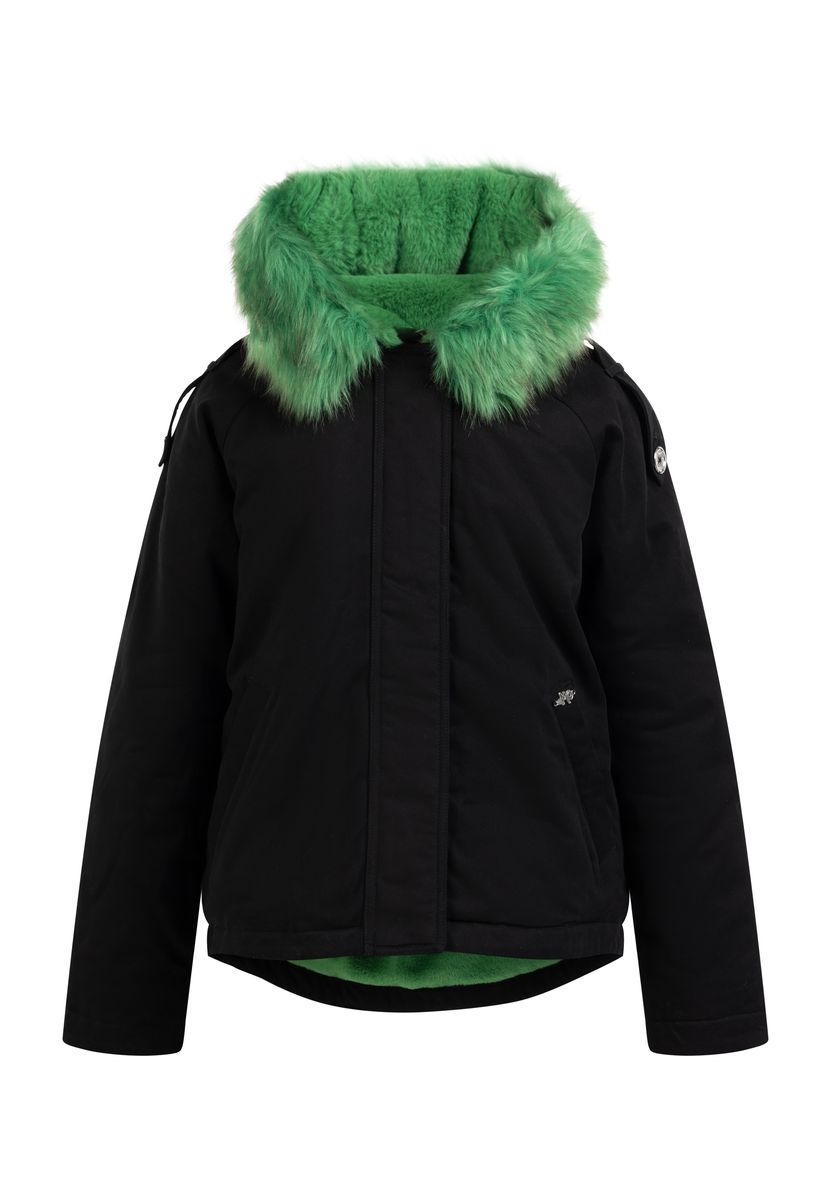 Mymo Winterjacke Damen schwarz grün