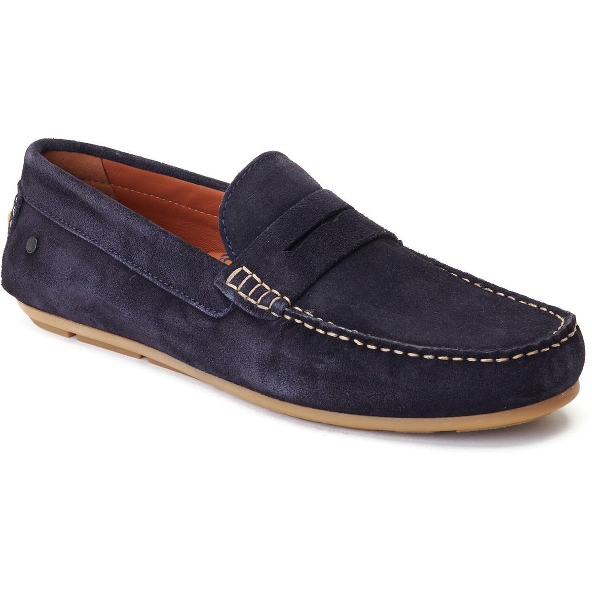 Base London Collins Herren Mokassins aus Leder in Marineblau