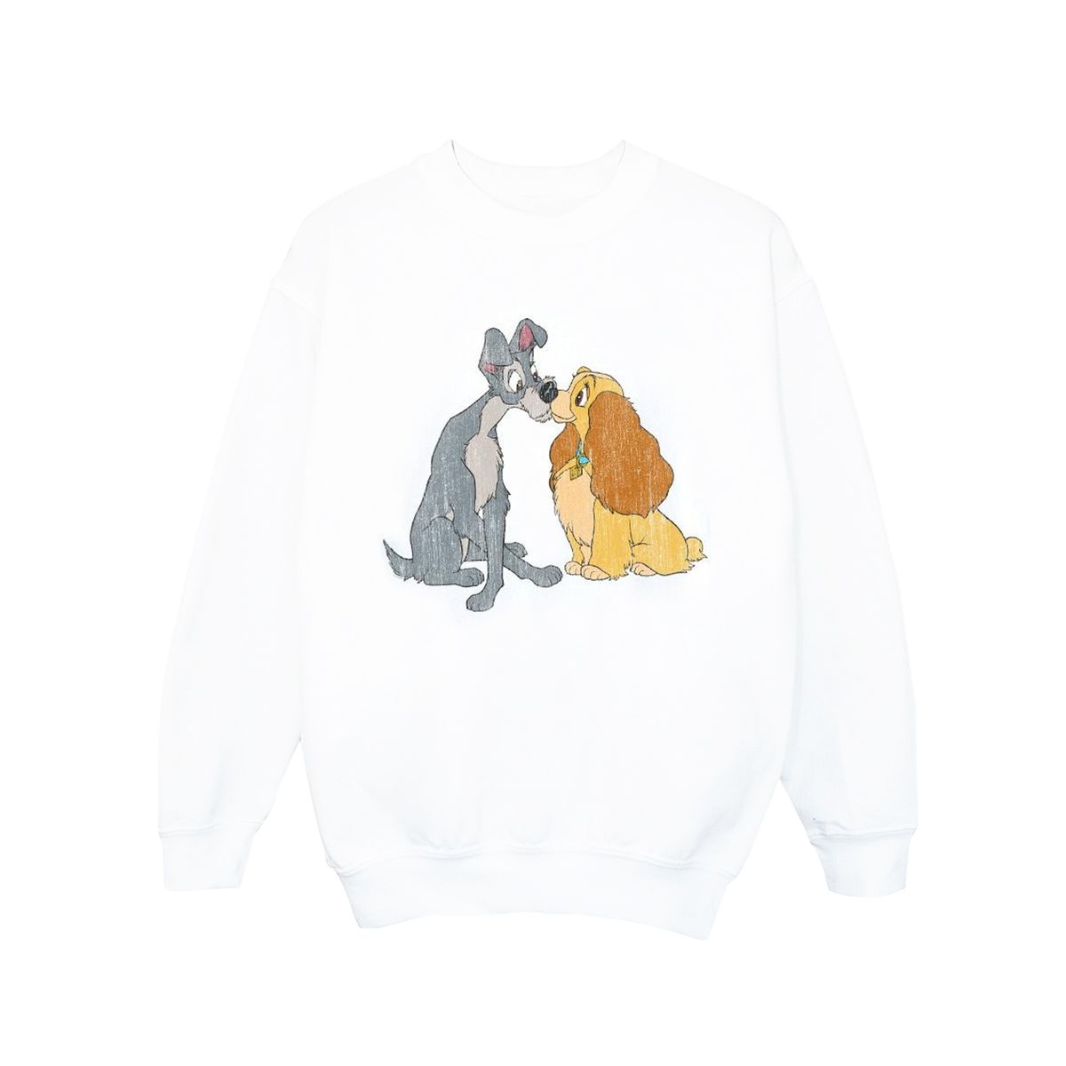 Disney - "Lady And The Tramp Distressed Kiss" Sweatshirt für Mädchen (Weiß)