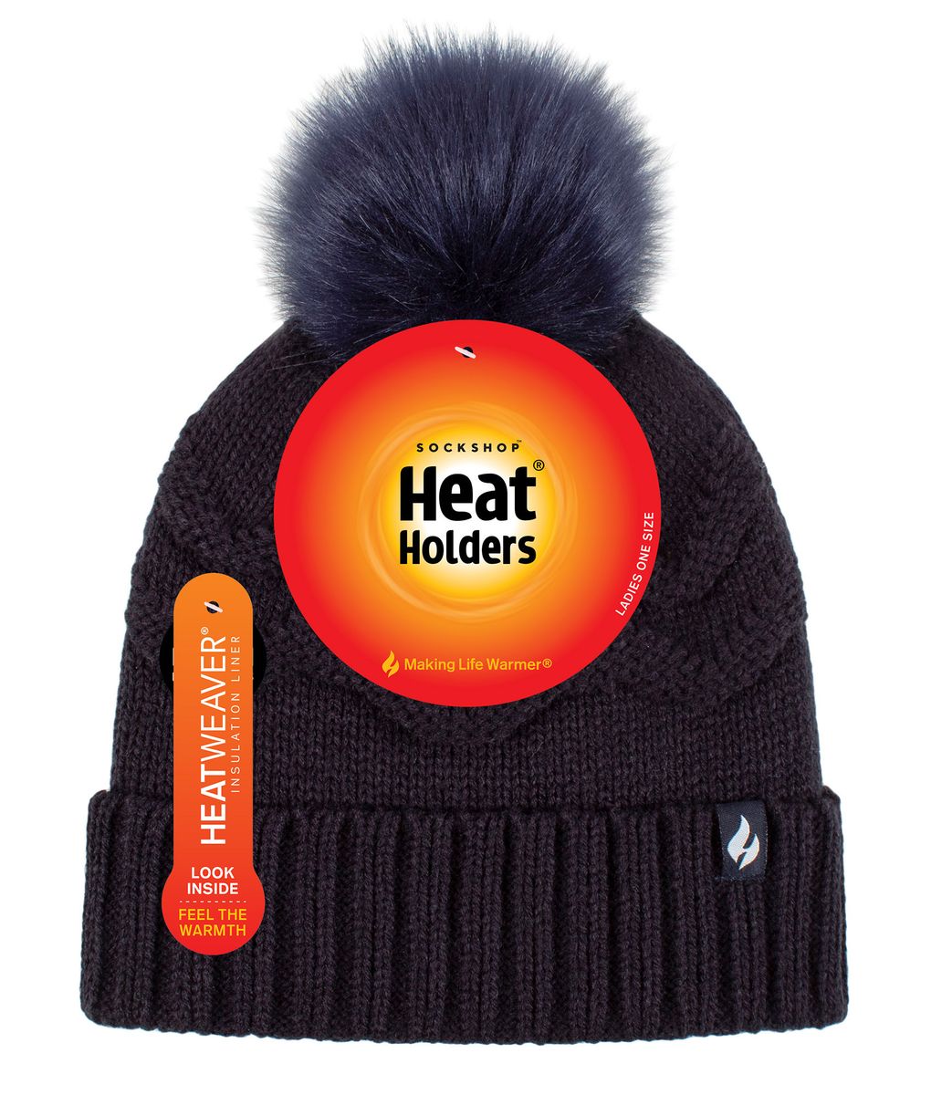 Strukturierte Strickmütze mit Bommel