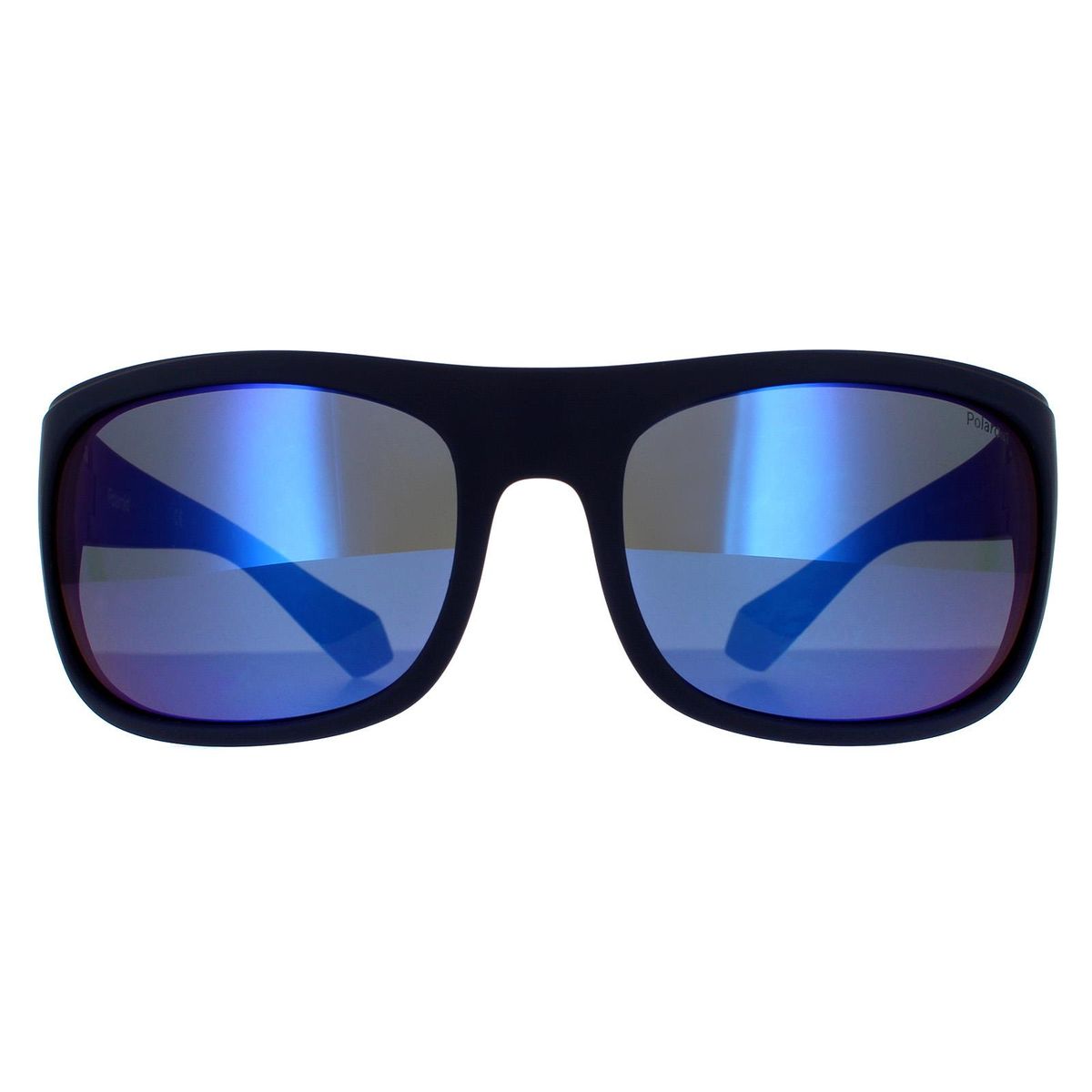 Herren Wrap Sonnenbrille blaue Spiegelgläser