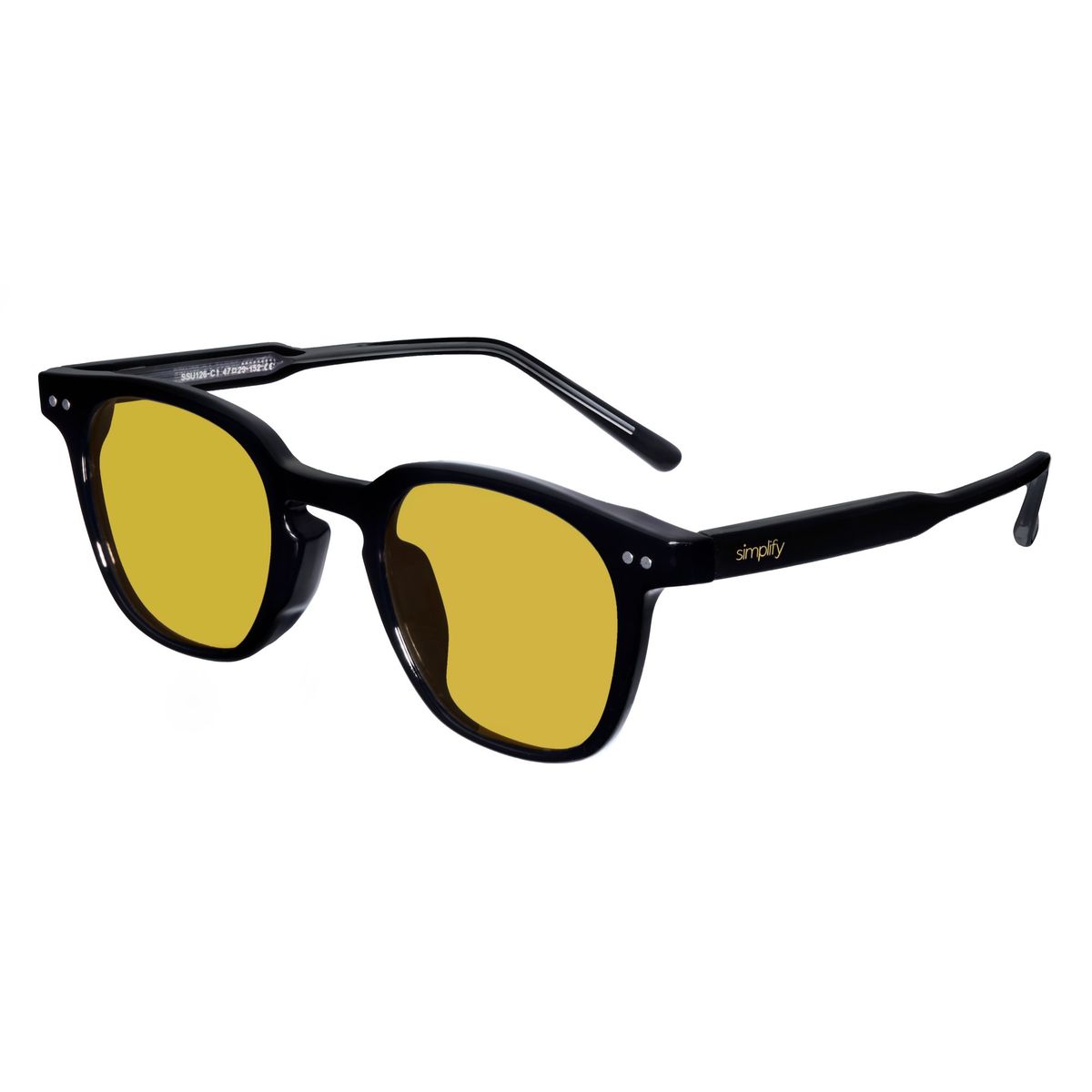 Sonnenbrille mit quadratischem Rahmen und blauen Gläsern