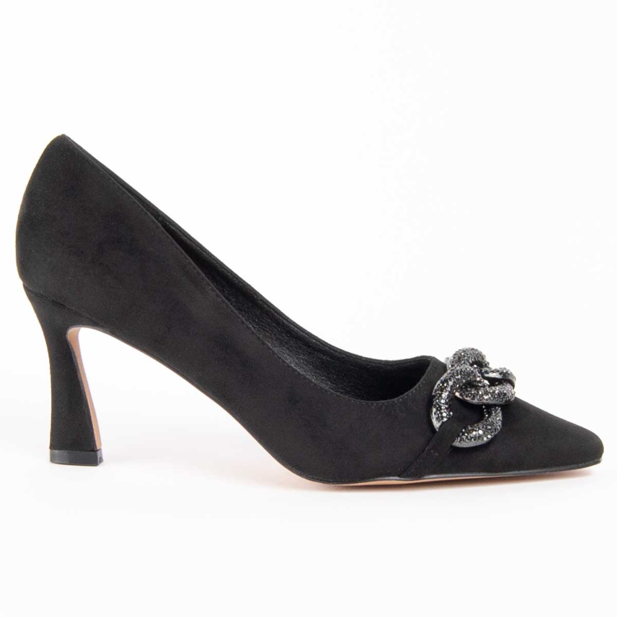 Schwarze Wildleder Pumps mit Spitze