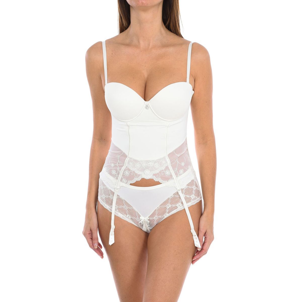 Braut Bustier BH Set mit Spitzenbesatz