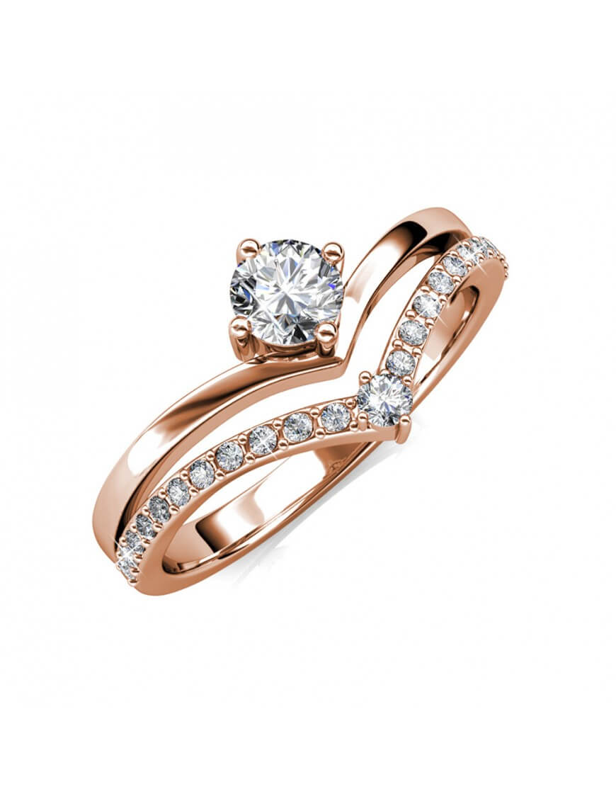 Mit Kristallen besetzter Wishbone-Ring