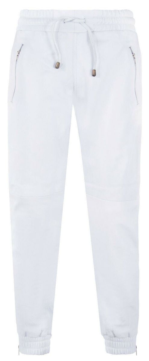 Herren-Lederjogginghose mit Reißverschlussdetails