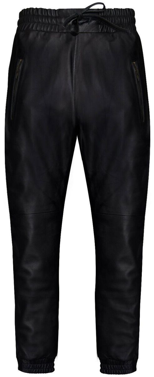 Herren-Lederjogginghose mit Reißverschlussdetails