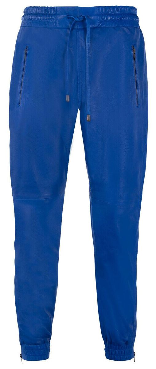 Herren-Lederjogginghose mit Reißverschlussdetails
