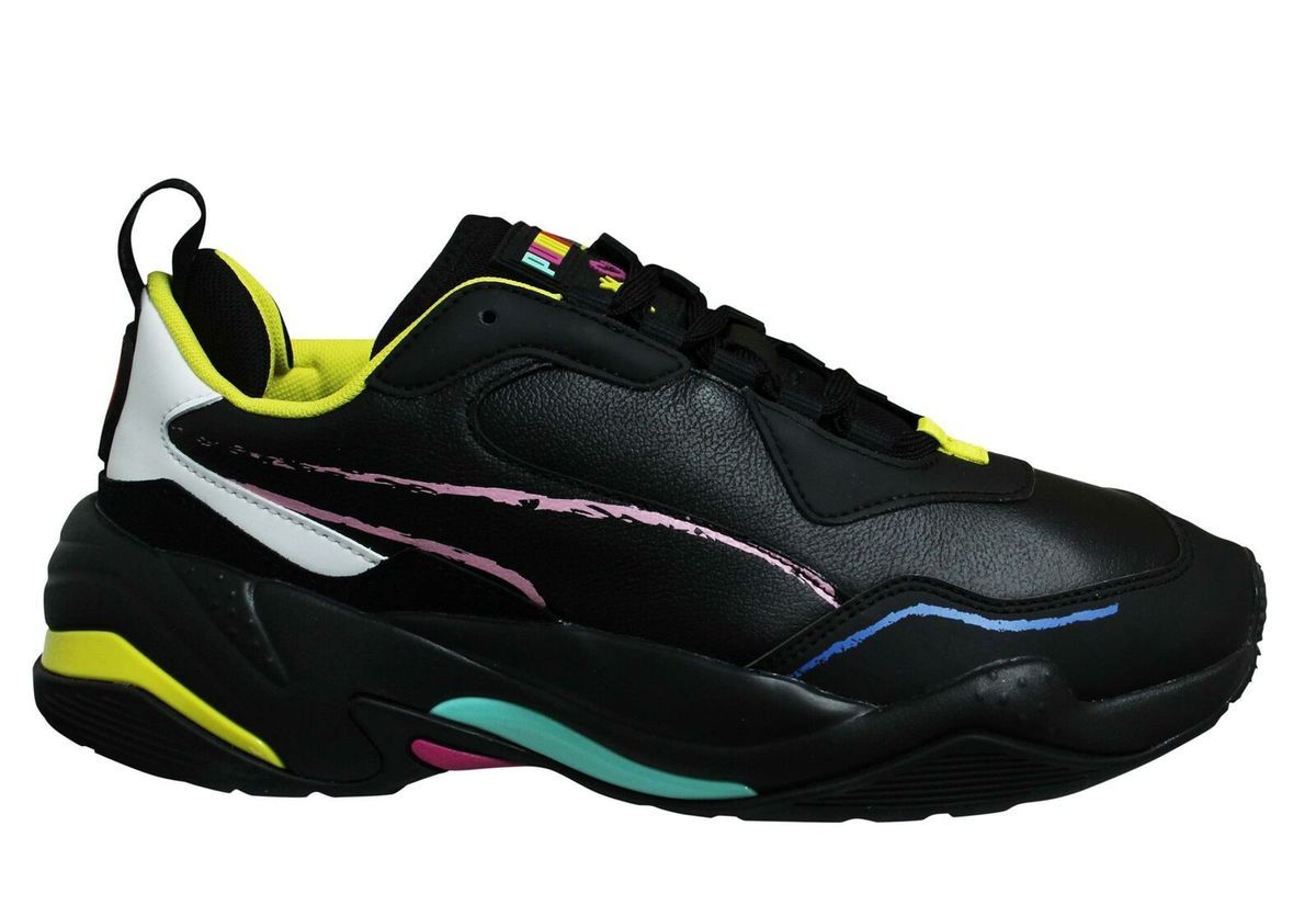 Schwarzer, klobiger Leder-Fashion-Sneaker