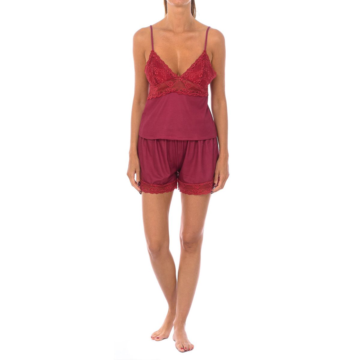 Spitzenbesetztes Cami-Pyjama-Set