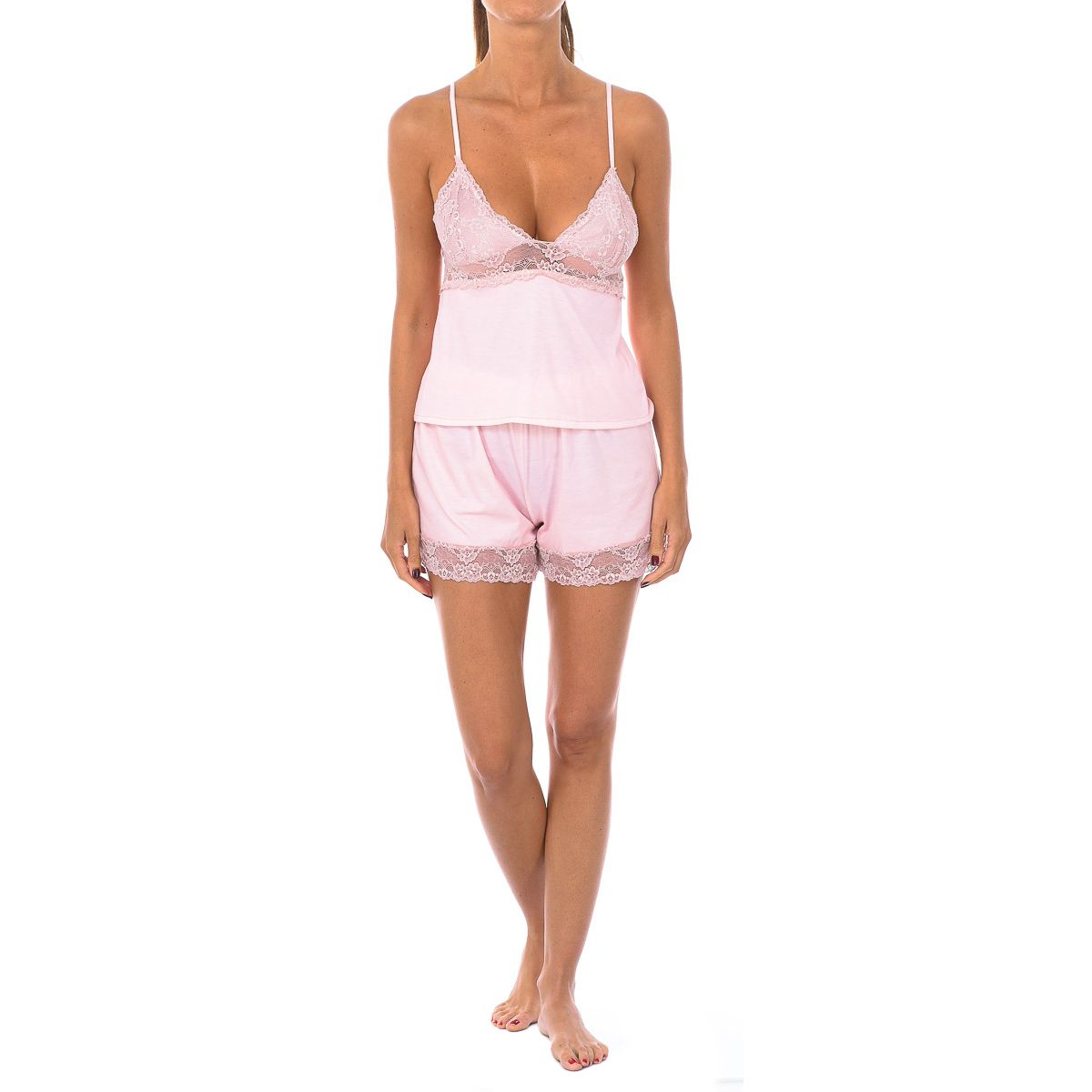 Spitzenbesetztes Cami-Pyjama-Set