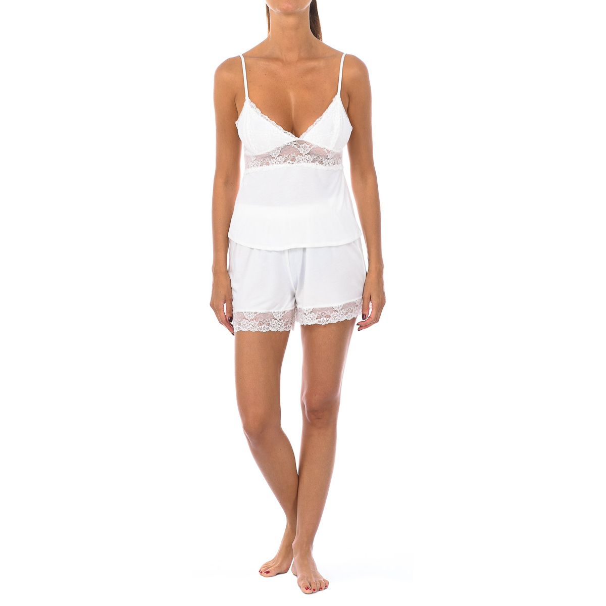 Spitzenbesetztes Cami-Pyjama-Set