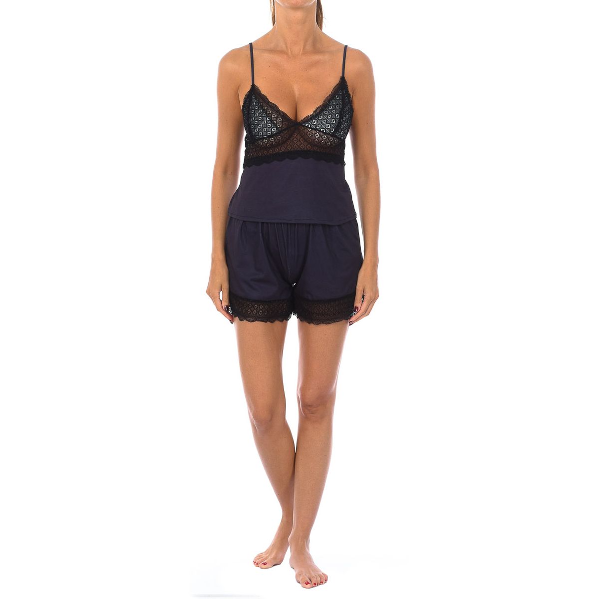 Spitzenbesetztes Cami-Pyjama-Set