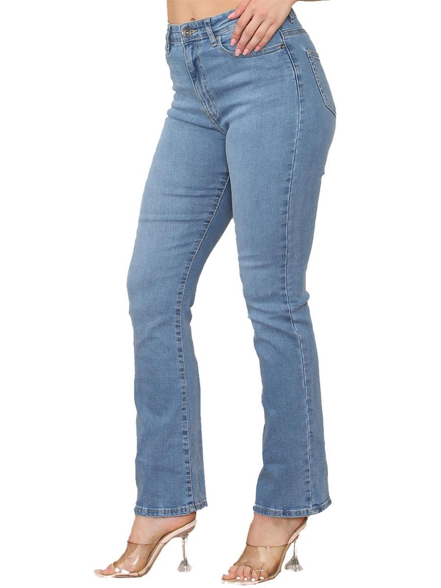 Damen Bootcut Jeans Denim Hellblau