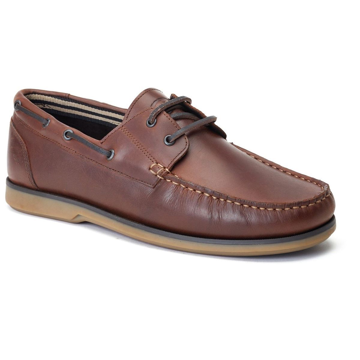 Base London Stern Herren Bootsschuhe aus gebrannt braunem Leder