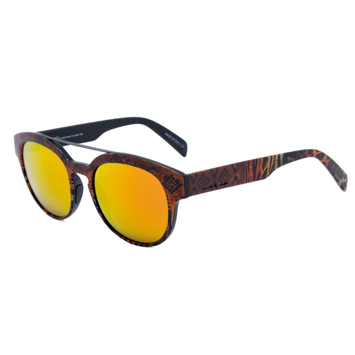Gemusterte Sonnenbrille mit runden Gläsern