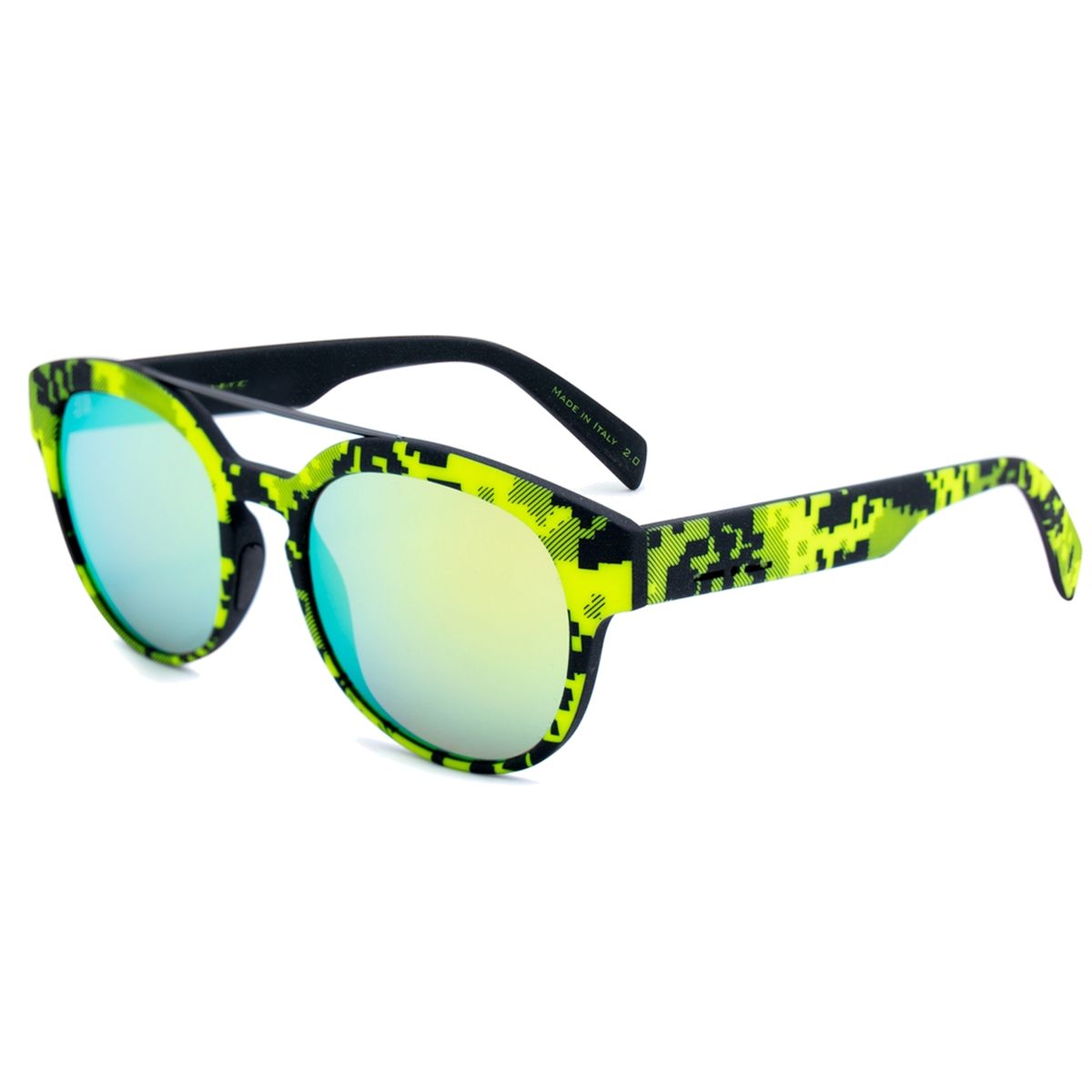 Gemusterte Sonnenbrille mit runden Gläsern