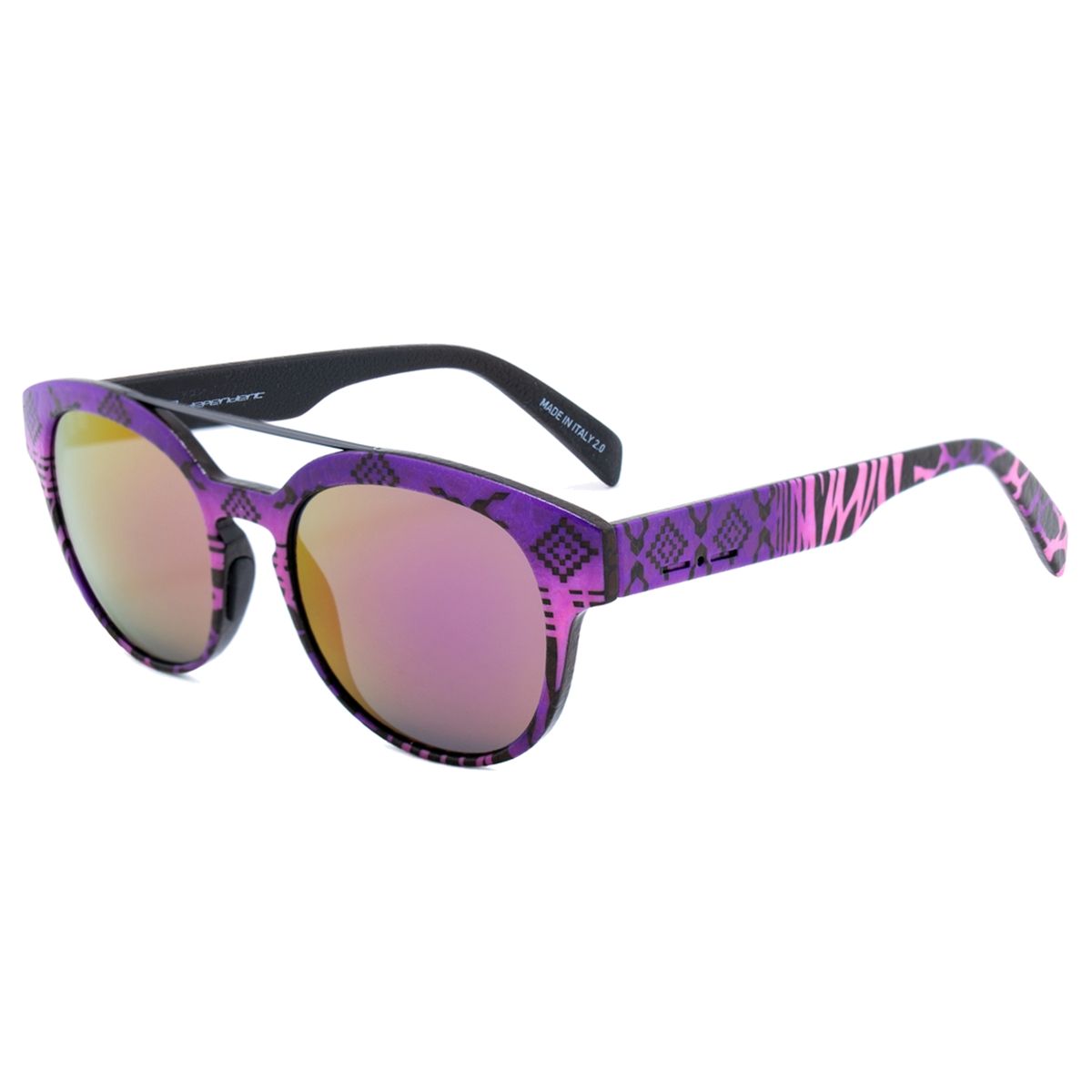 Gemusterte Sonnenbrille mit runden Gläsern