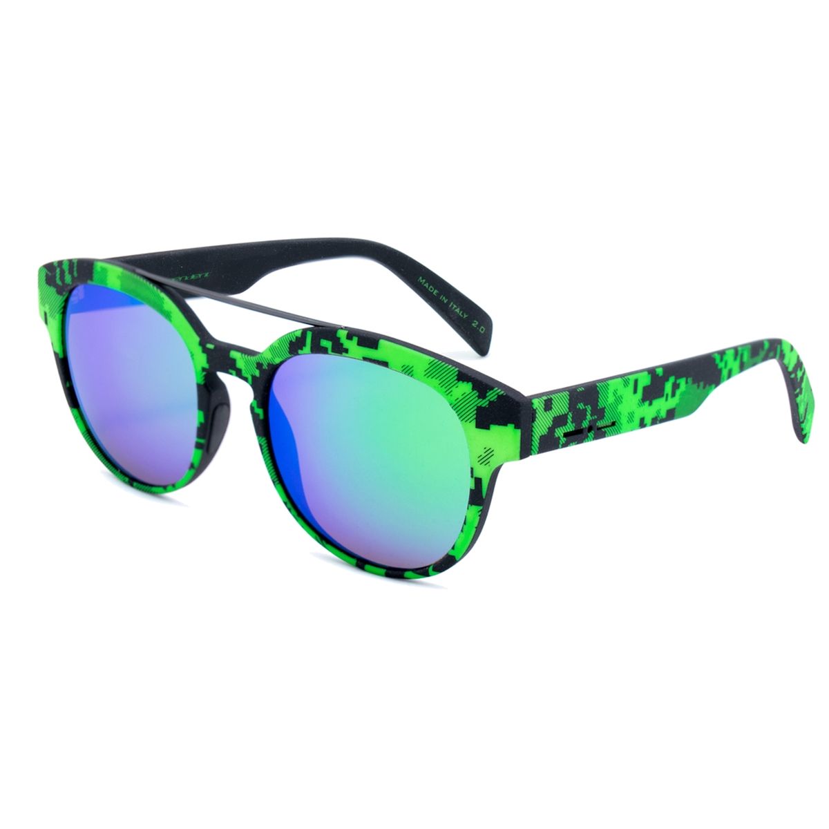 Gemusterte Sonnenbrille mit runden Gläsern