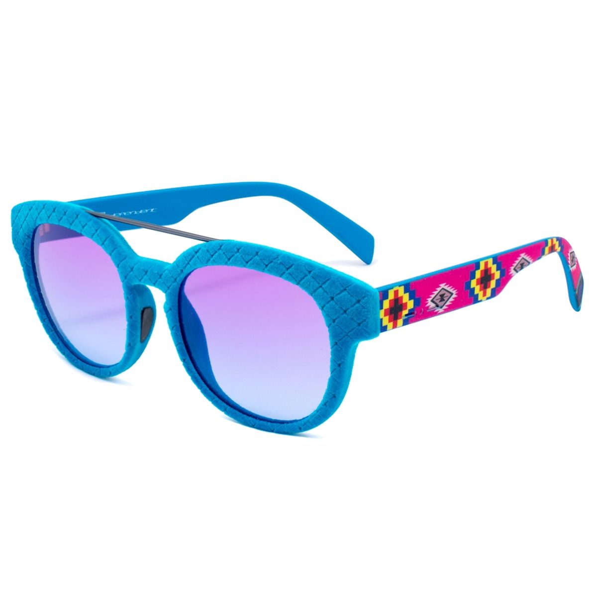 Gemusterte Sonnenbrille mit runden Gläsern