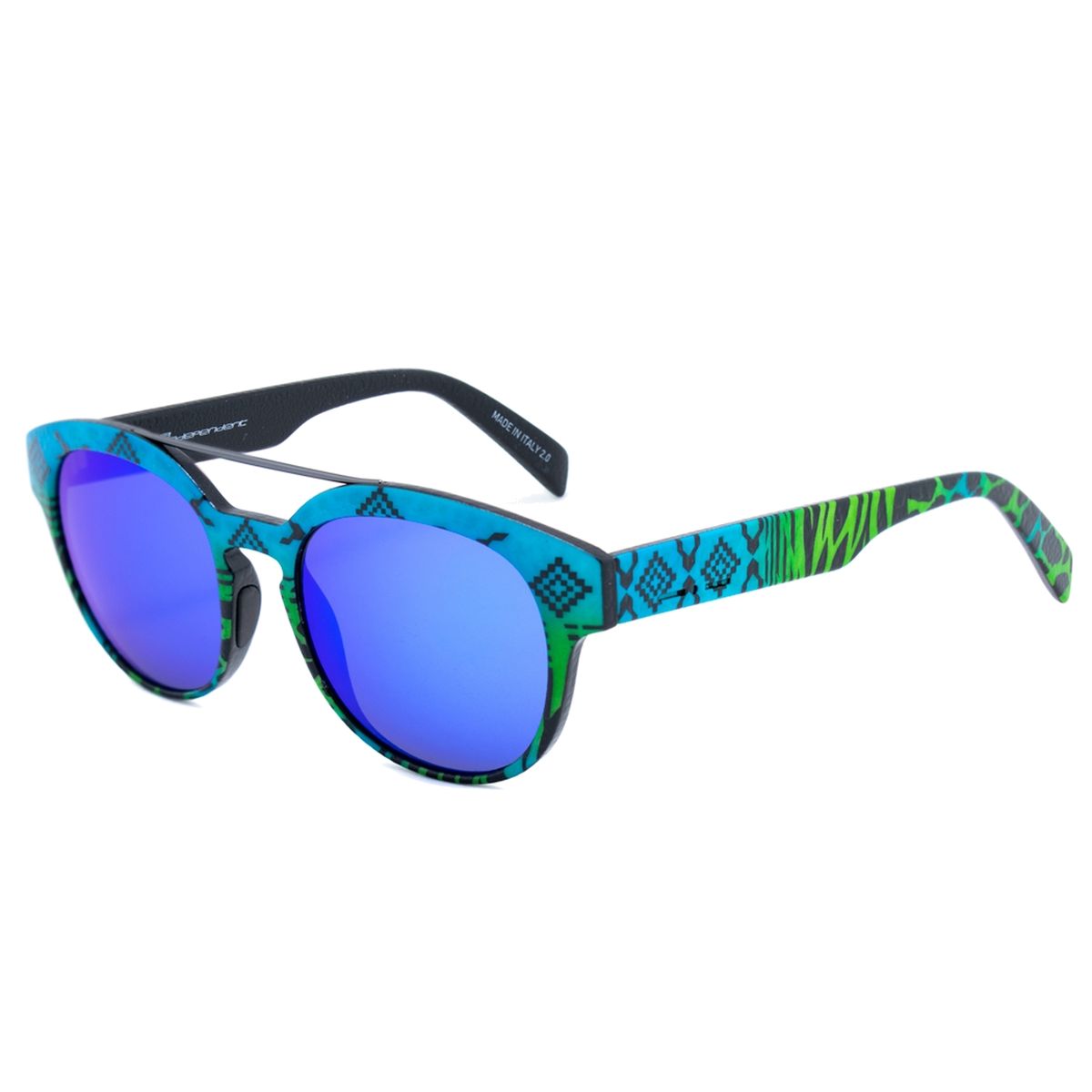 Gemusterte Sonnenbrille mit runden Gläsern
