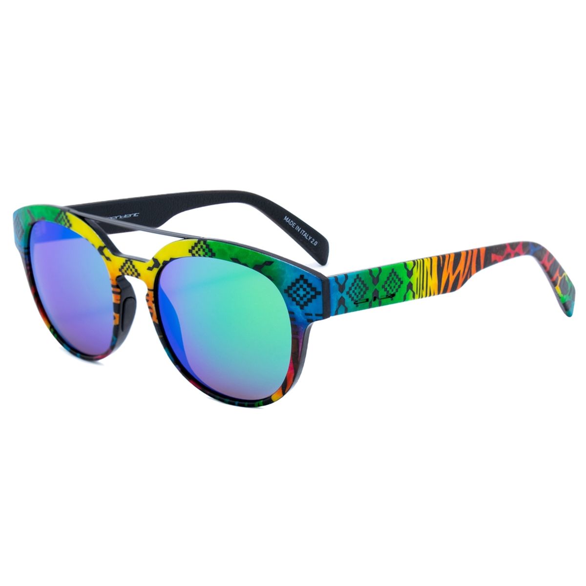 Gemusterte Sonnenbrille mit runden Gläsern