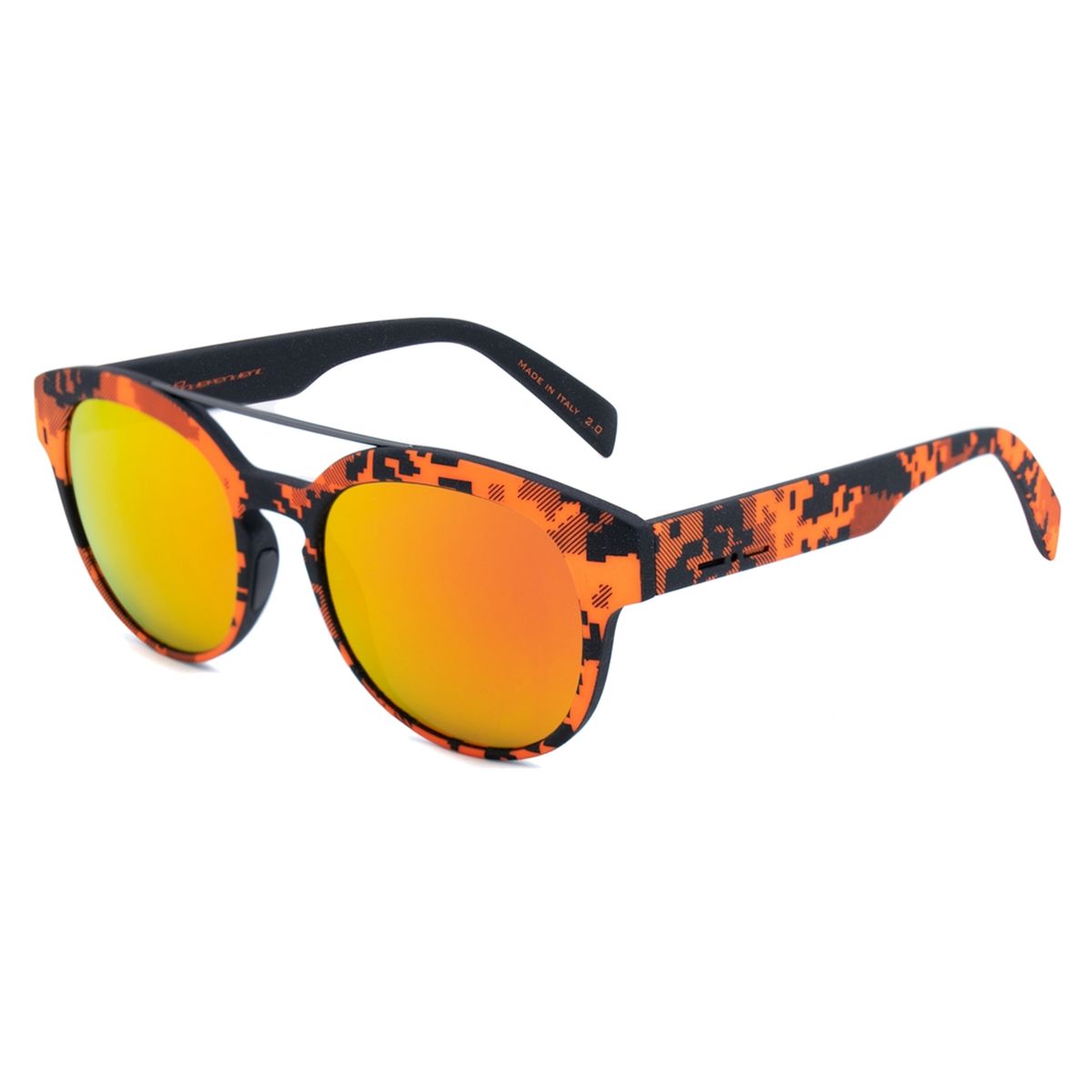 Gemusterte Sonnenbrille mit runden Gläsern
