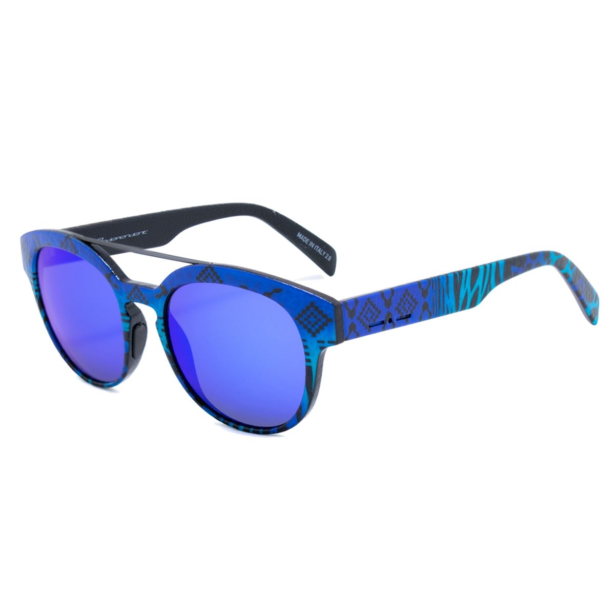 Gemusterte Sonnenbrille mit runden Gläsern