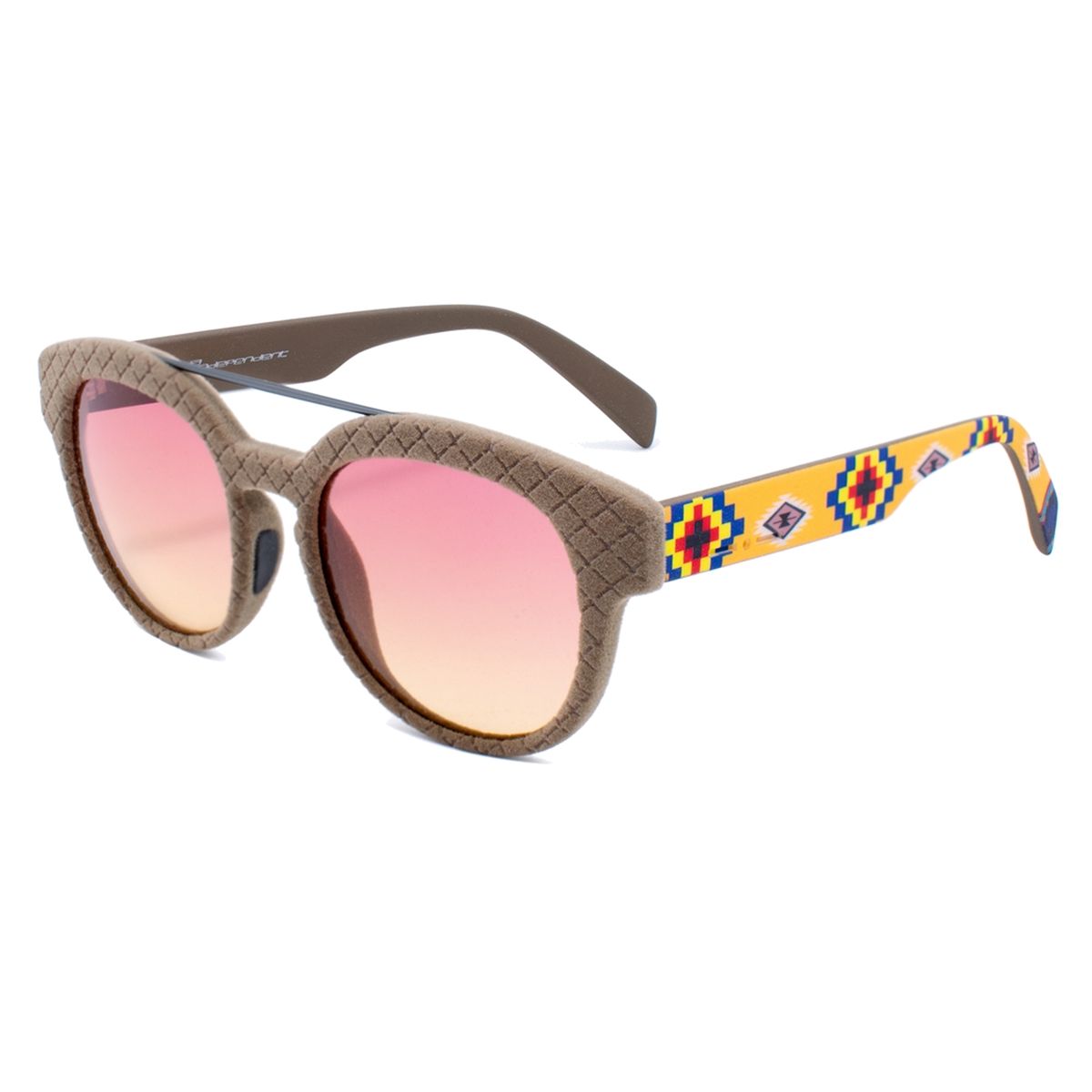 Gemusterte Sonnenbrille mit runden Gläsern
