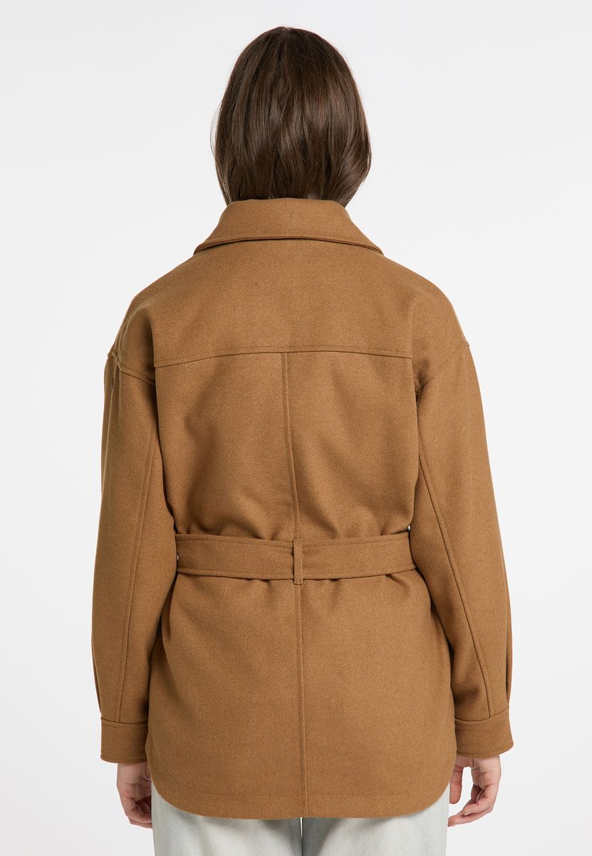 Wollmischung Shacket mit Gürtel
