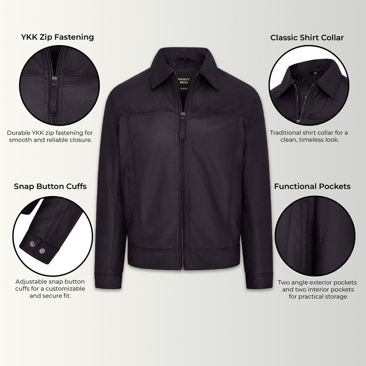 Klassische Lederjacke im Harrington-Stil