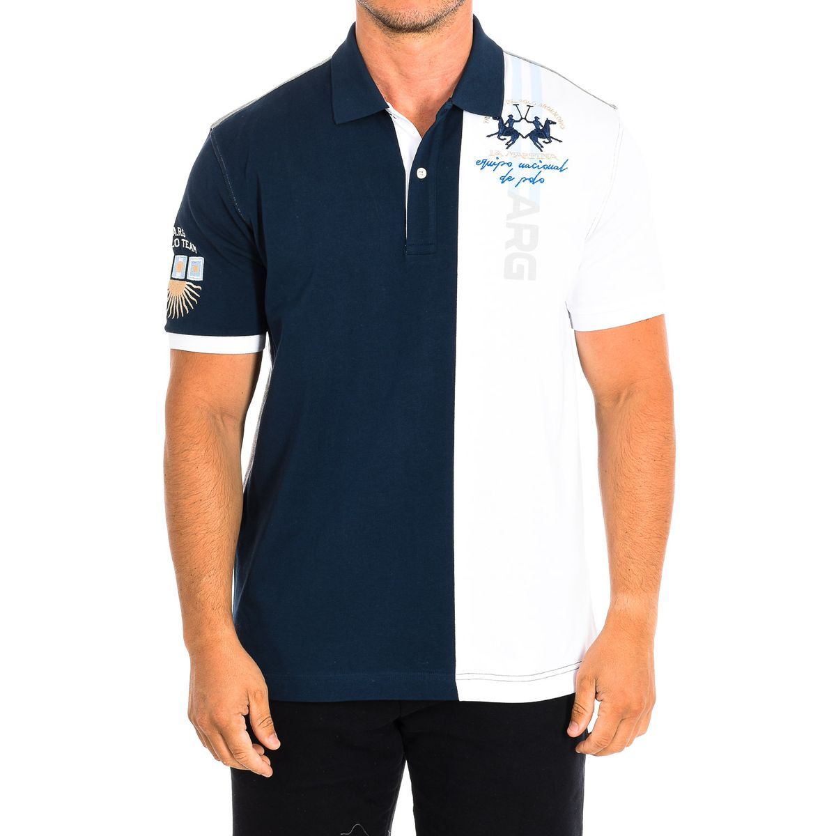 Zweifarbiges Poloshirt mit Stickerei