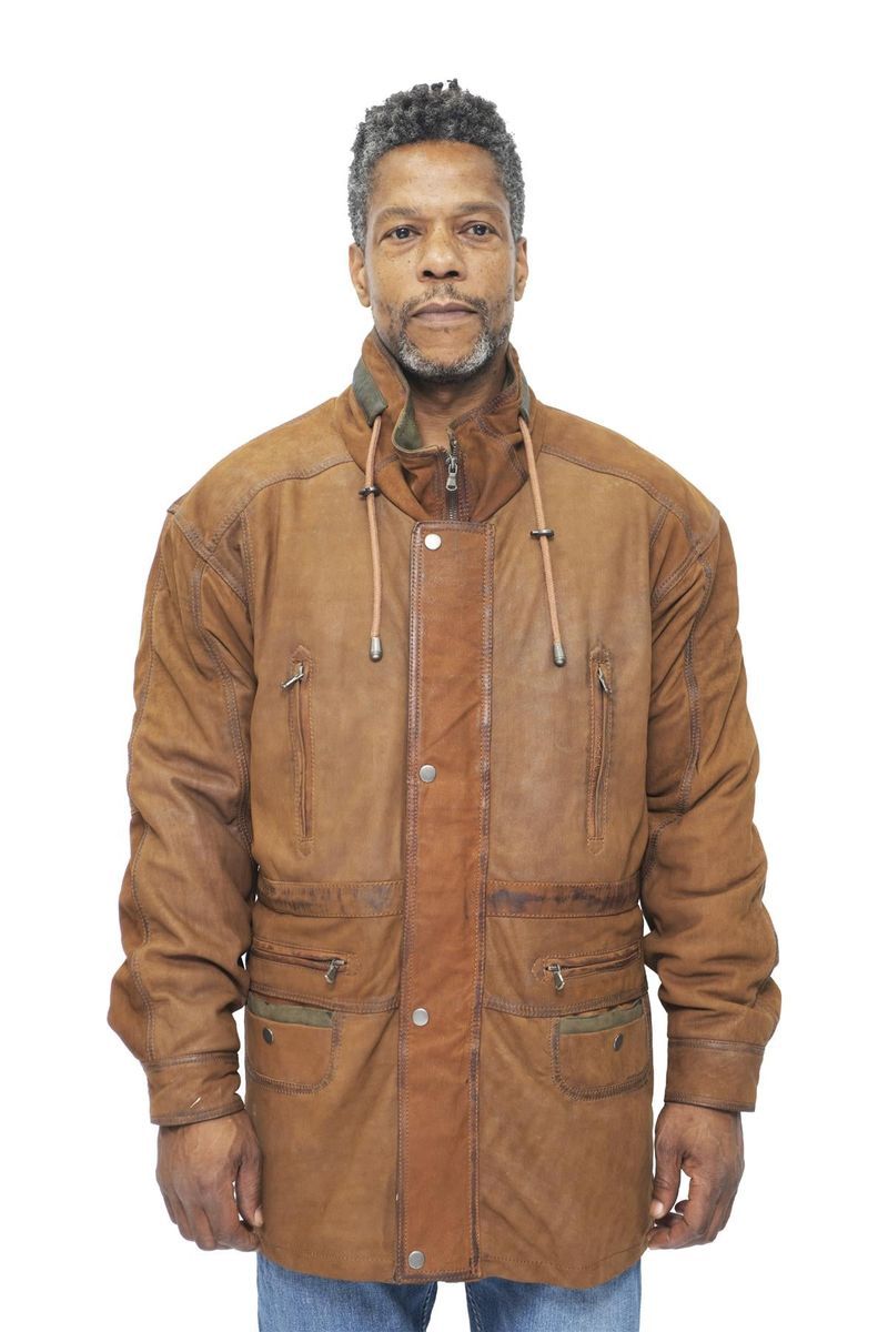 Nubukleder Parka Jacke mit Taschen