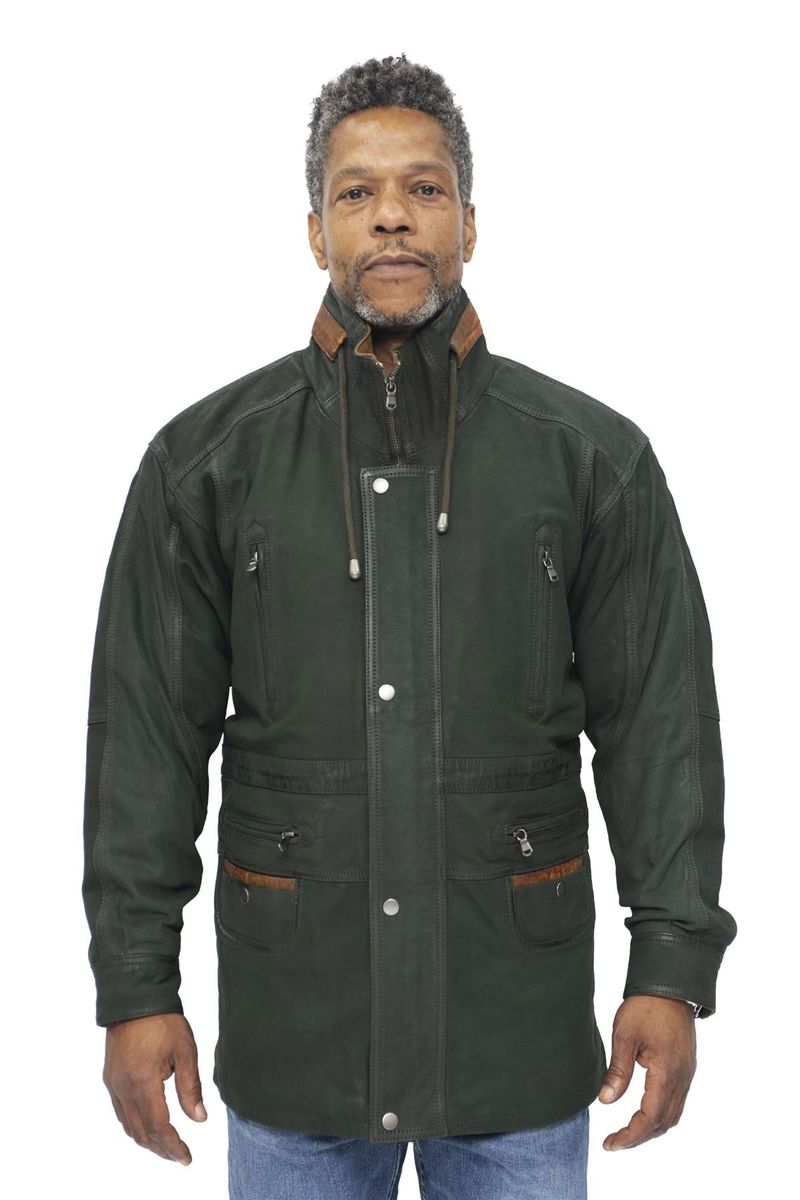 Nubukleder Parka Jacke mit Taschen
