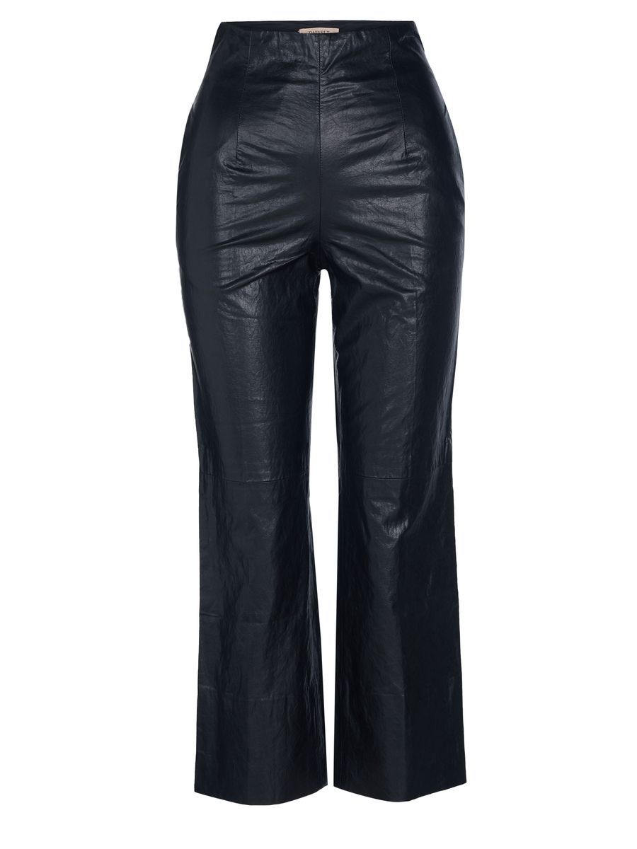 Hochtaillierte Cropped-Hose aus Kunstleder