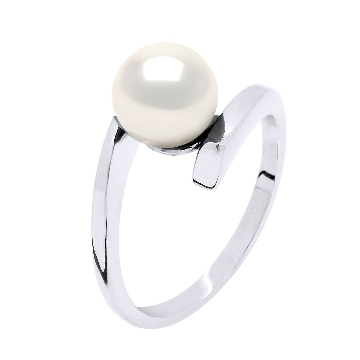 Minimalistischer Bypass-Ring mit Süßwasserperle