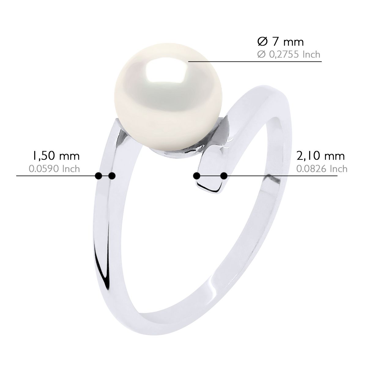 Minimalistischer Bypass-Ring mit Süßwasserperle