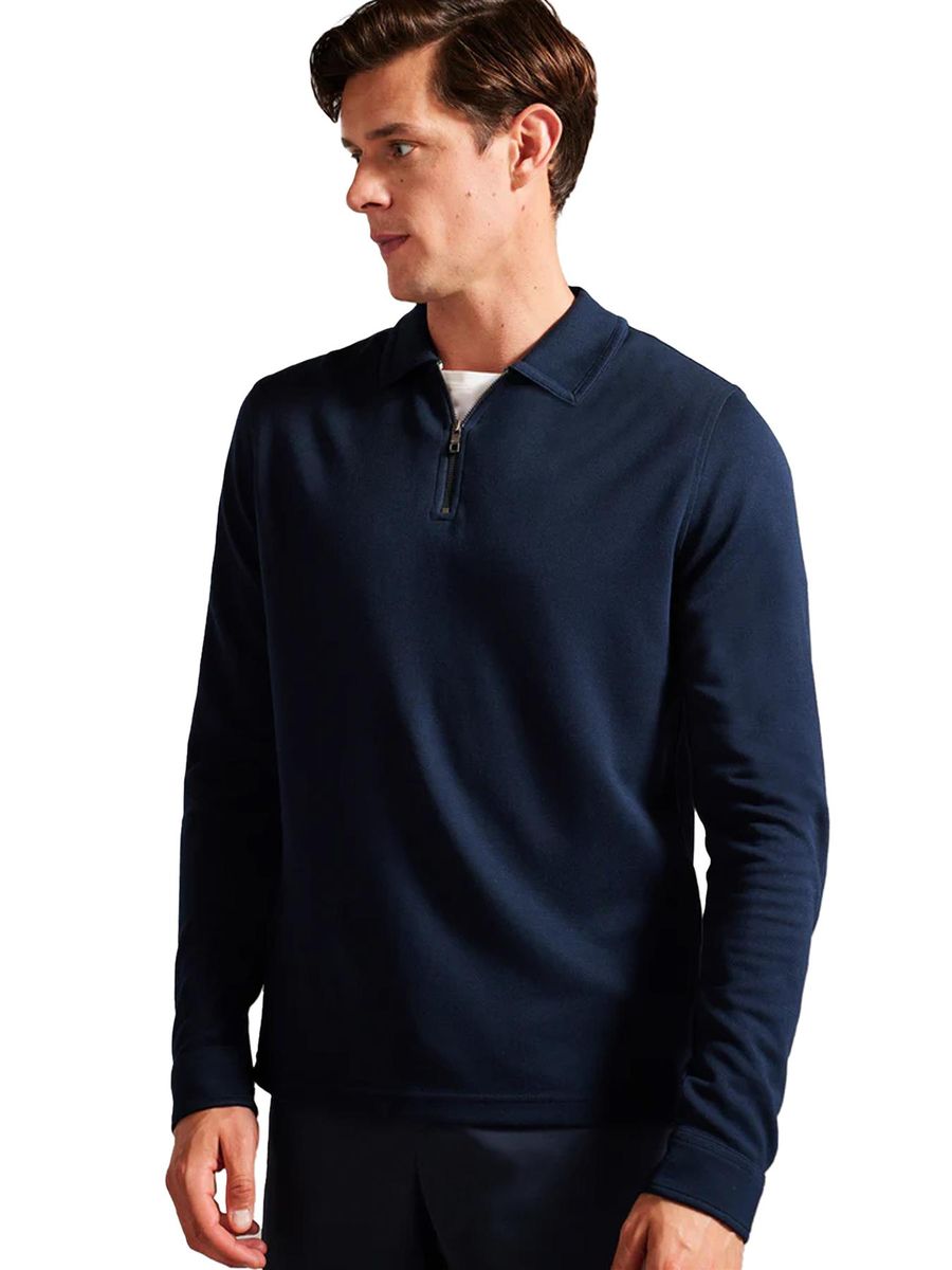 Herren Langarm Poloshirt mit Reißverschluss